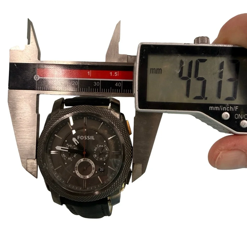 Fossil‎ FS4777 Oversized 45mm Gunmetal Watch New Crystal Leather Band